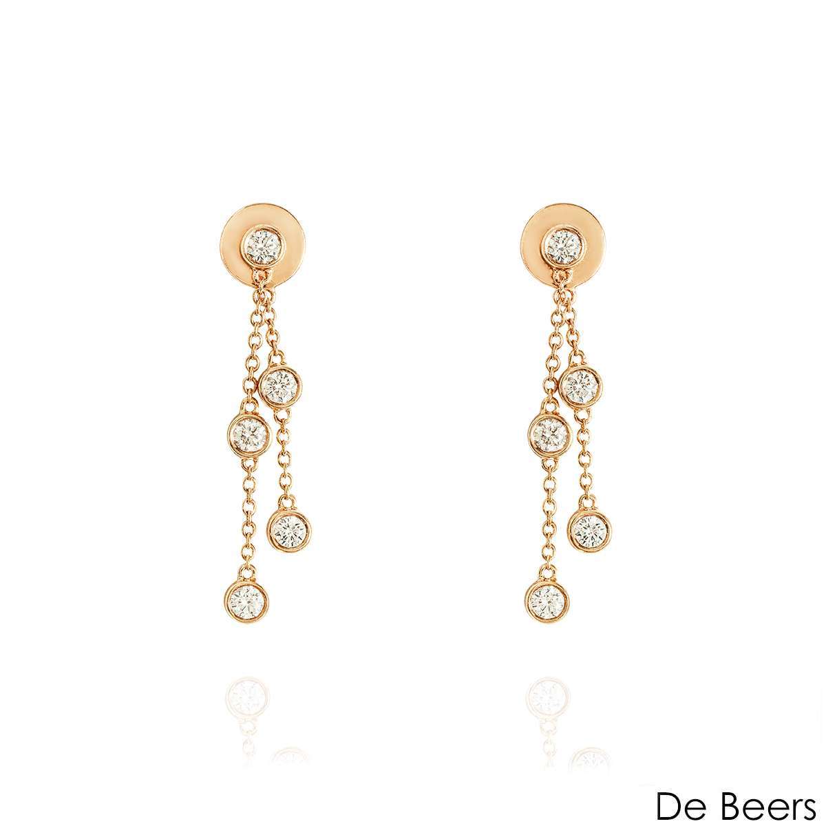 De Beers Rose Gold Clea Five Diamond Earrings 0.62ct